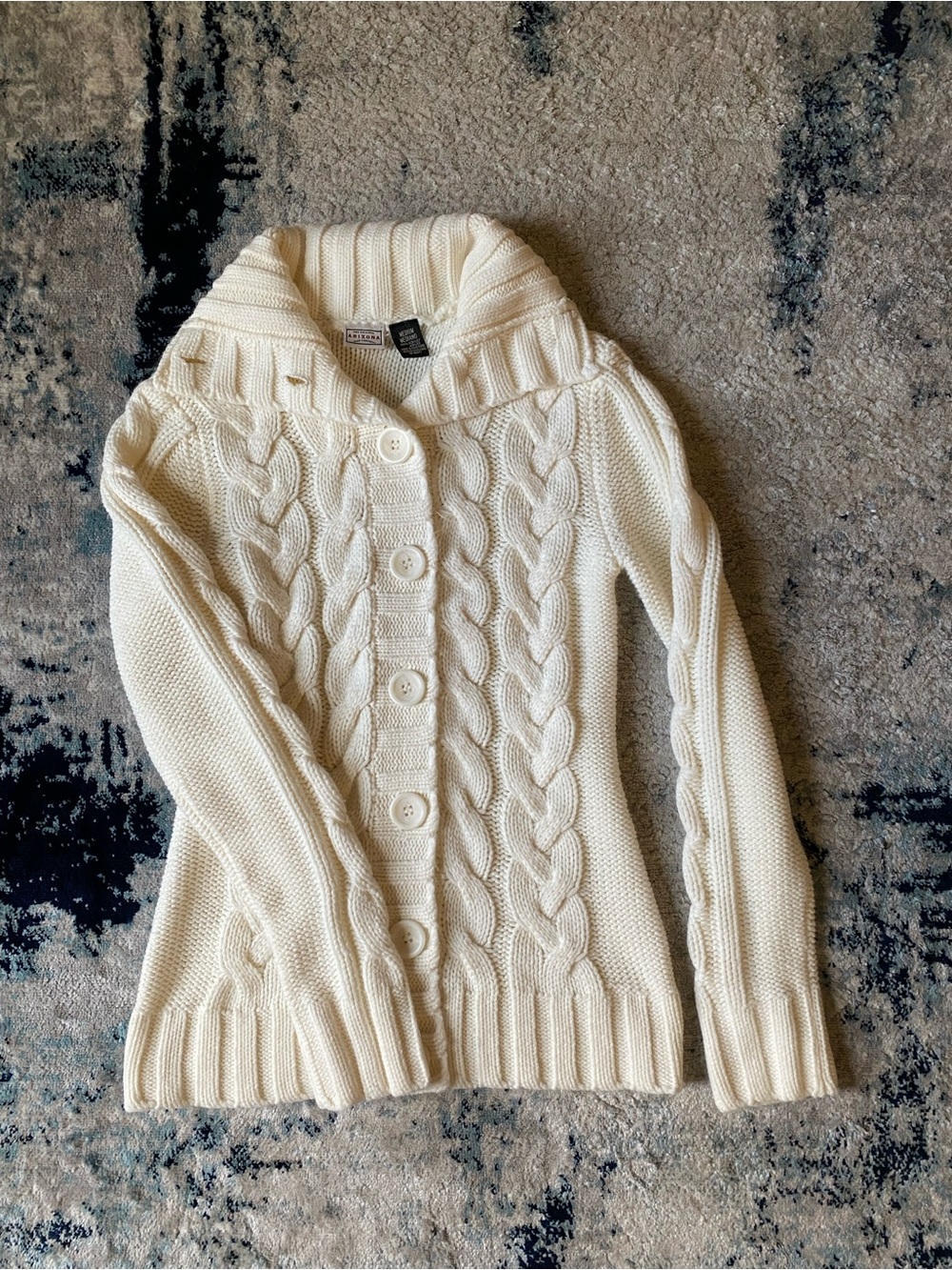 Vintage 90’s Arizona Jean Company Ivory Cable-Knit Button Cardigan